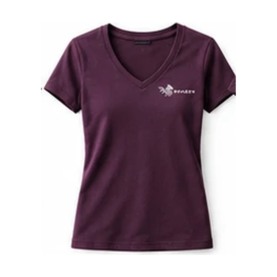 Camiseta de mujer con cuello en V en ciruela